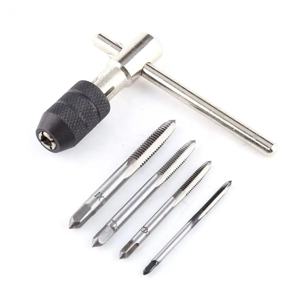 

5Pcs/set T Type Machine Hand Screw Thread Taps Drill Kit M3 M4 M5 M6 Taps Set With Wrench Kit Hand Tools New