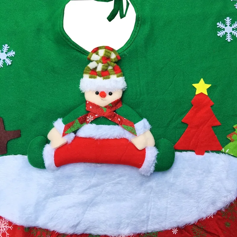 Зеленая Рождественская елка, юбка с Санта-Клаусом, снеговиком, снеговиком, рождественские украшения для рождественской ёлки, платье, новогодние вечерние украшения для дома