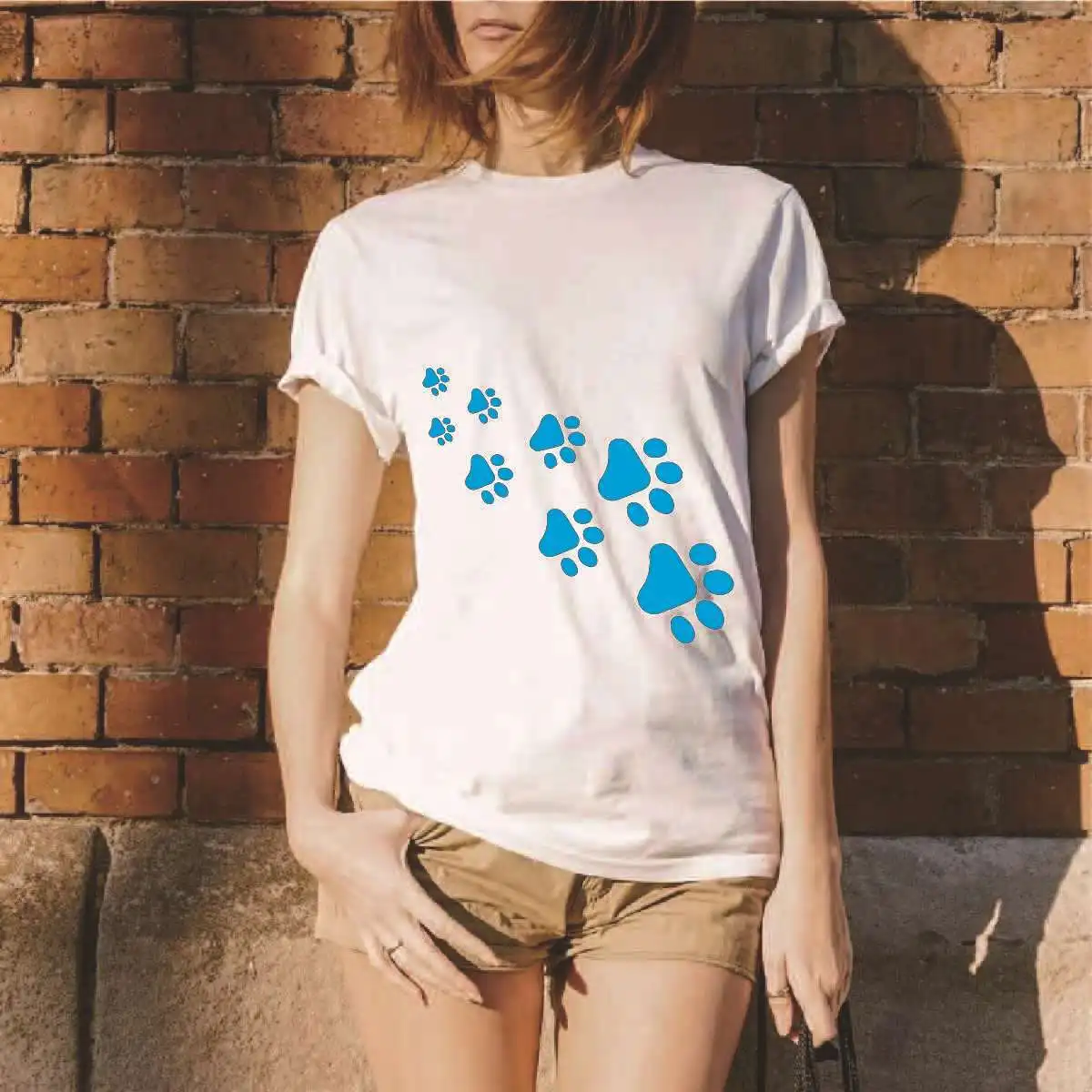 

Dog Footprint Print T Shirt Women Short Sleeve O Neck Loose Tshirt 2019 Summer Women Tee Shirt Tops Camisetas Mujer