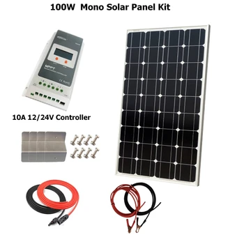 

Sunpower 100W Monocrystalline Solar System Kit: 100W solar panel with 10A MPPT solar charge controller and accessories