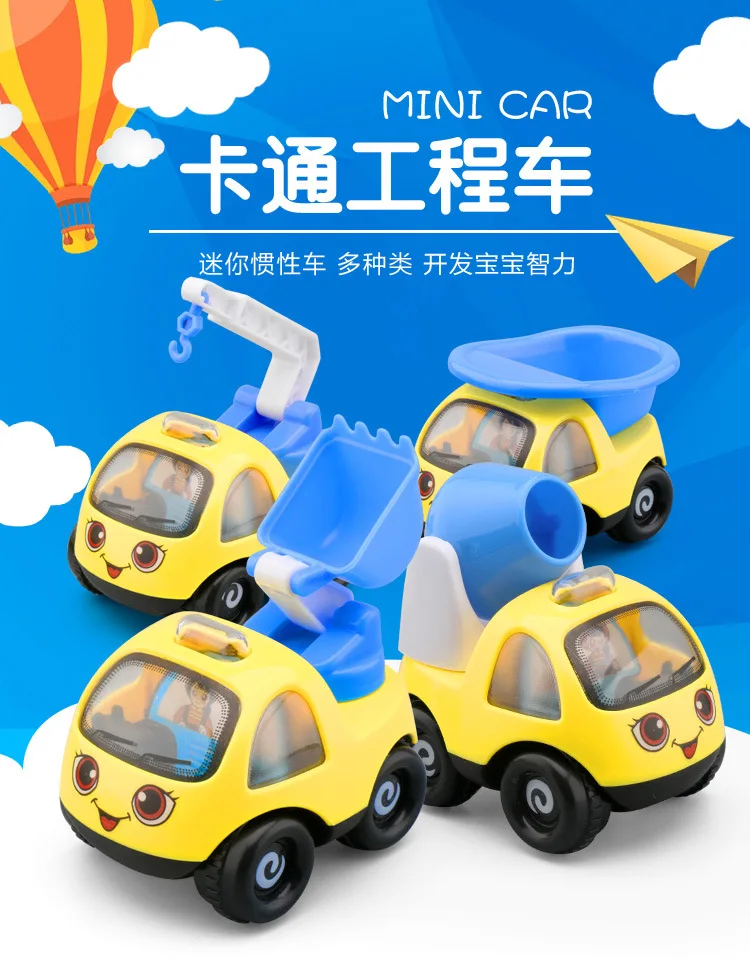 Children S Large Inertia Engineering Car Cartoon Q Version Car Mini Toy Car Model Diecasts Toy Vehicles Aliexpress