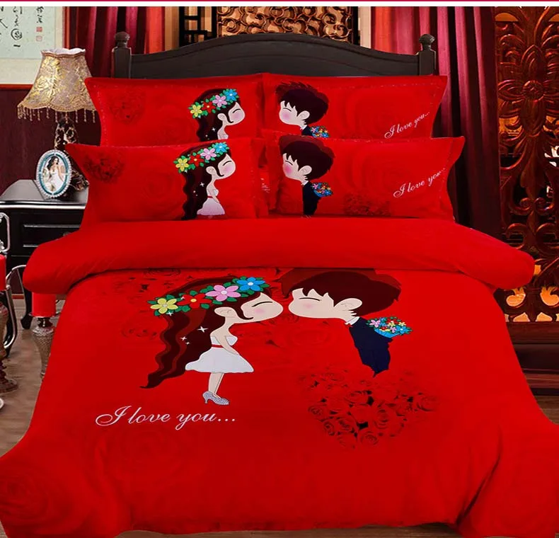 Buy Romantic love couple full queen king Size red