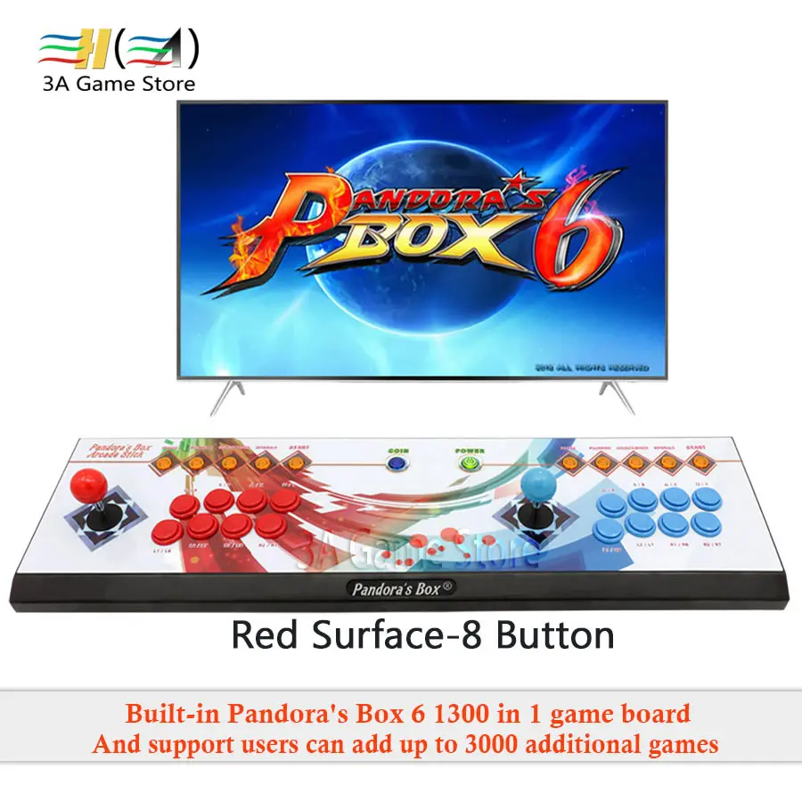 Pandora's Box 6 8 кнопок аркадная консоль 1300 в 1 можно добавить 3000 игр поддержка 3D