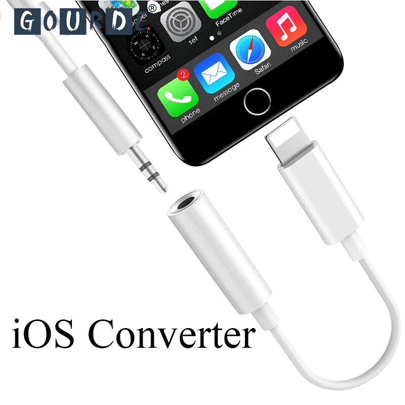 Koop Gourde Audio headphone jack adapter 3.5mm for Apple Lightning Audio Converter for iPhone 7 plus for iPhone 8 plus X Music Voice
