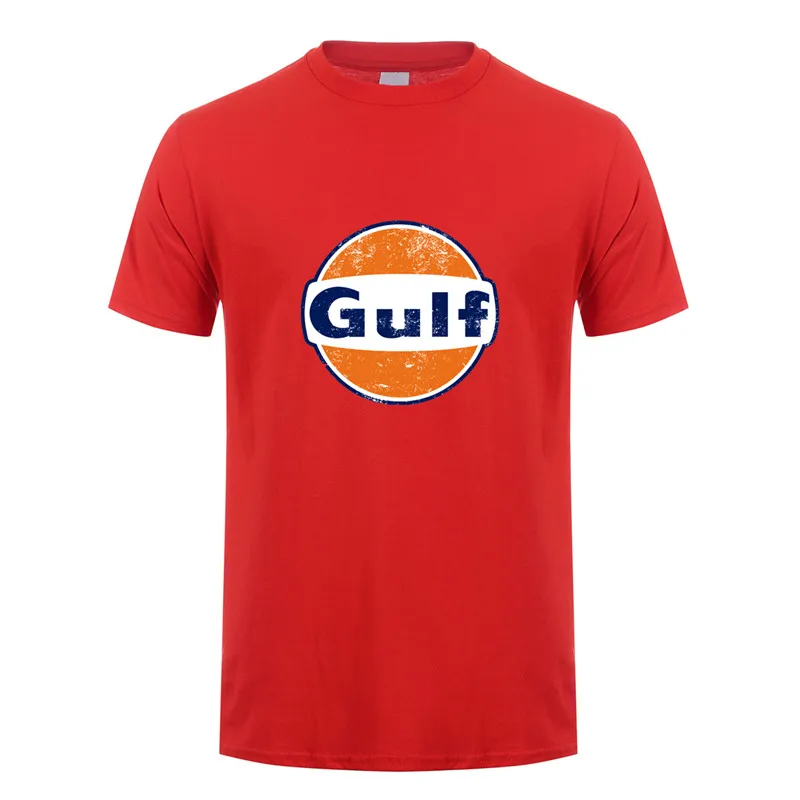 Летние футболки с принтом «масло в заливе»; Модная хлопковая футболка с короткими рукавами и круглым вырезом и логотипом «Залив» - Цвет: Red