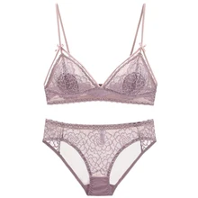 Новинка, женское нижнее белье, без косточек, хлопковый бюстгальтер, тонкий треугольный бюстгальтер с чашечками и трусиками, набор, женское нижнее белье, бюстгальтер без косточек