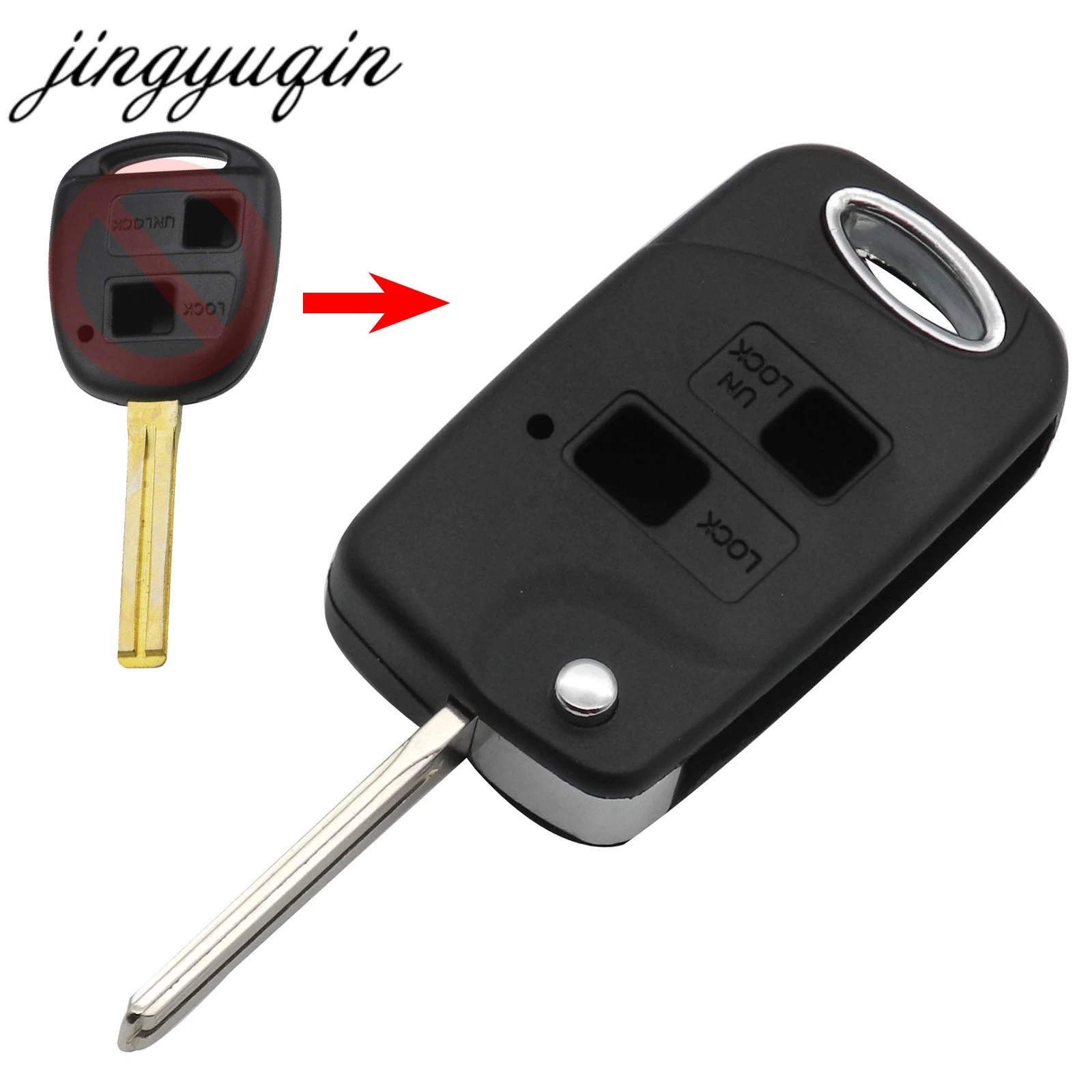 

jingyuqin Modified 2 Button Flip Key Shell For Lexus GX470 RX350 ES300 RX300 RX400h SC GS LS Cut/Uncut Blank Key Case