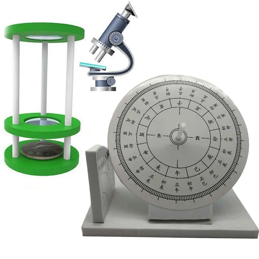 

DIY Assembly Sundial Microscope Model Handmade Experiment Toy Learning Aids