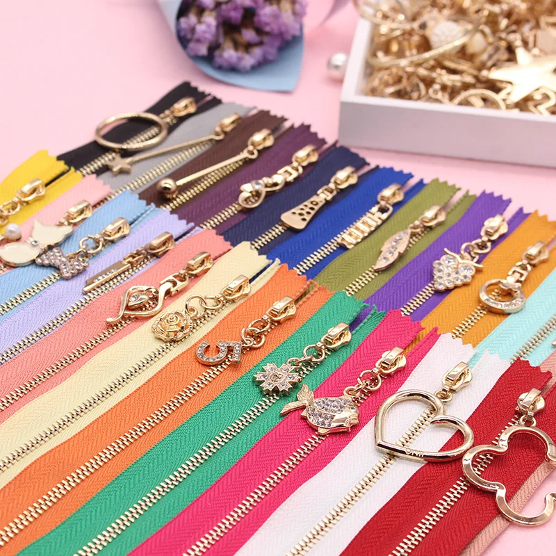 

2PC Meetee 3# Close-end 35/40/50cm Metal Zipper Pearl Flower Slider Multi-color for Tailor Sewing DIY Bag Garment Craft Accessoy