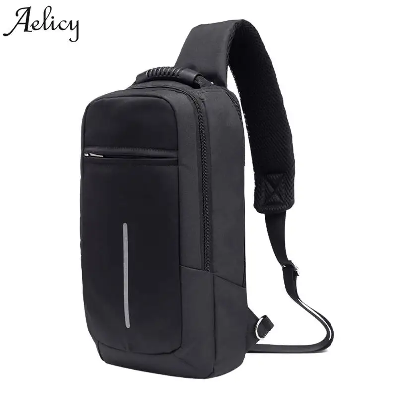 

Aelicy 2018 External USB Charge Casual Chest Bag Men Large Messenger Bags Small Bags Travel Backbag CrossBody Shoulder bag