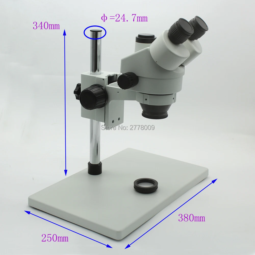 Big Base Trinocular Industrial Stereo Microscope 3.5X 90X Continuous Zoom Magnification