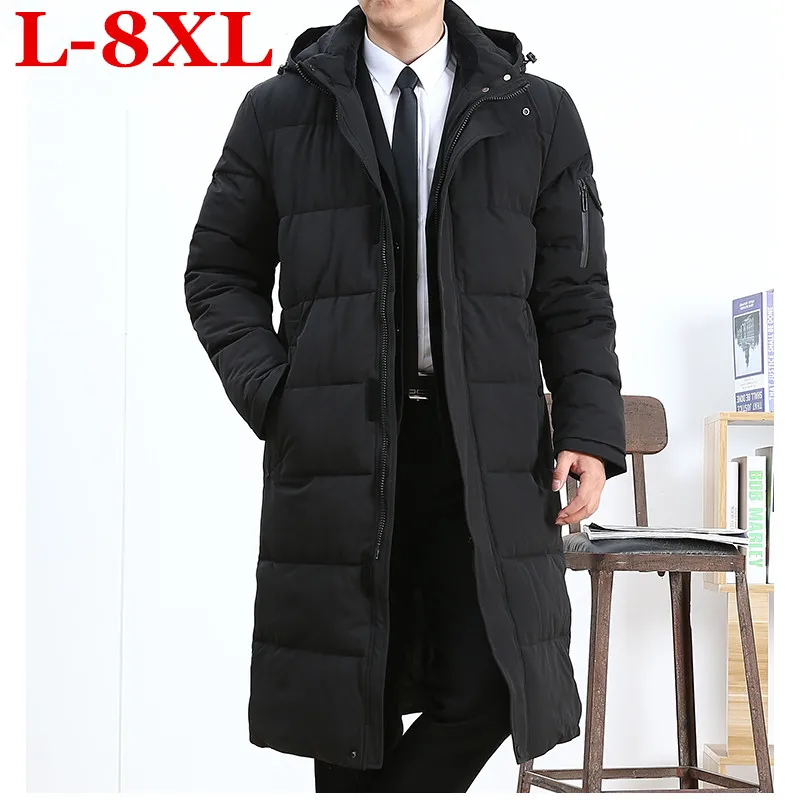 Длинная зимняя куртка размера плюс 8XL 7XL 6XL 5XL Мужская брендовая одежда мужское