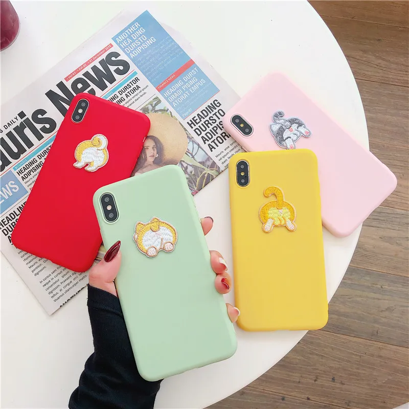 Мультфильм 3D вышивка кошка собака чехол для huawei P20 P30 Lite mate 20 10 20X Honor 8X10 20i Nova 5 5i 3i 3
