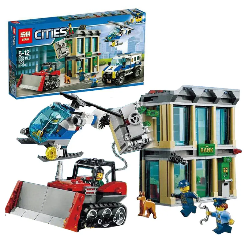 

Lepin 02019 606Pcs City Series The Bulldozer Break-in set Children Educational Building Blocks Bricks Boy Toys Model Gift 60140