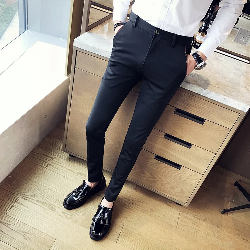 Модные новые высококачественные хлопковые мужские штаны, прямые весенние и летние длинные мужские классические деловые повседневные штаны, длинные штаны средней длины