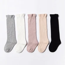 Кружевные гольфы для малышей милые длинные гетры для девочек, носки с лисой для новорожденных, осенние детские носки для новорожденных девочек