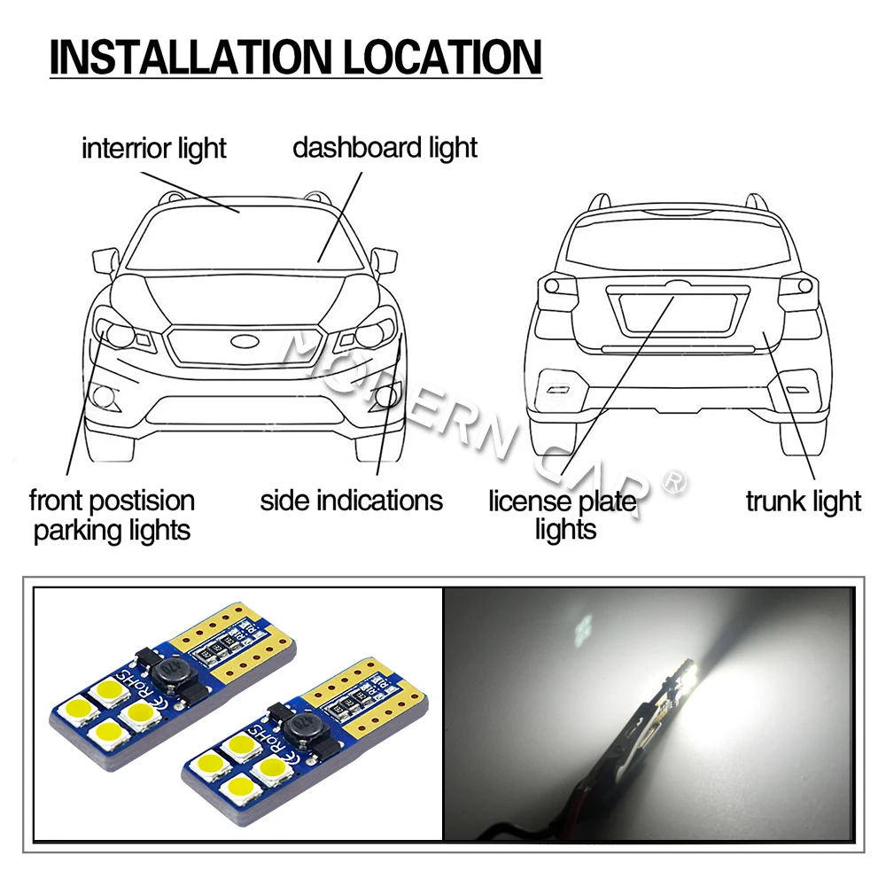 Современный автомобиль 2 шт. T10 W5W лампы 8SMD 3030 чип из подключению Can-шины светодиодный белый светильник-излучающие диоды для подавления переходных скачков напряжения независимых светодиодные лампы для автомобильных фар 12V