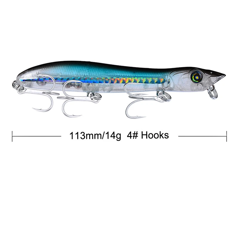 1pcs Topwater Snake Head Popper Fishing Lure 113mm 14g Plastic Hard Baits Lure Fishing Iscas Artificial Para Pesca