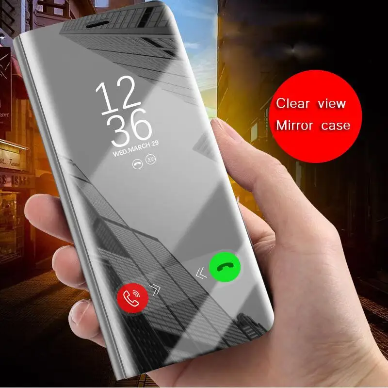 Clear View умный зеркальный Чехол С Откидывающейся Крышкой для Note 9 8 J3 J5 J7 A5 A6 A7 A8 2018