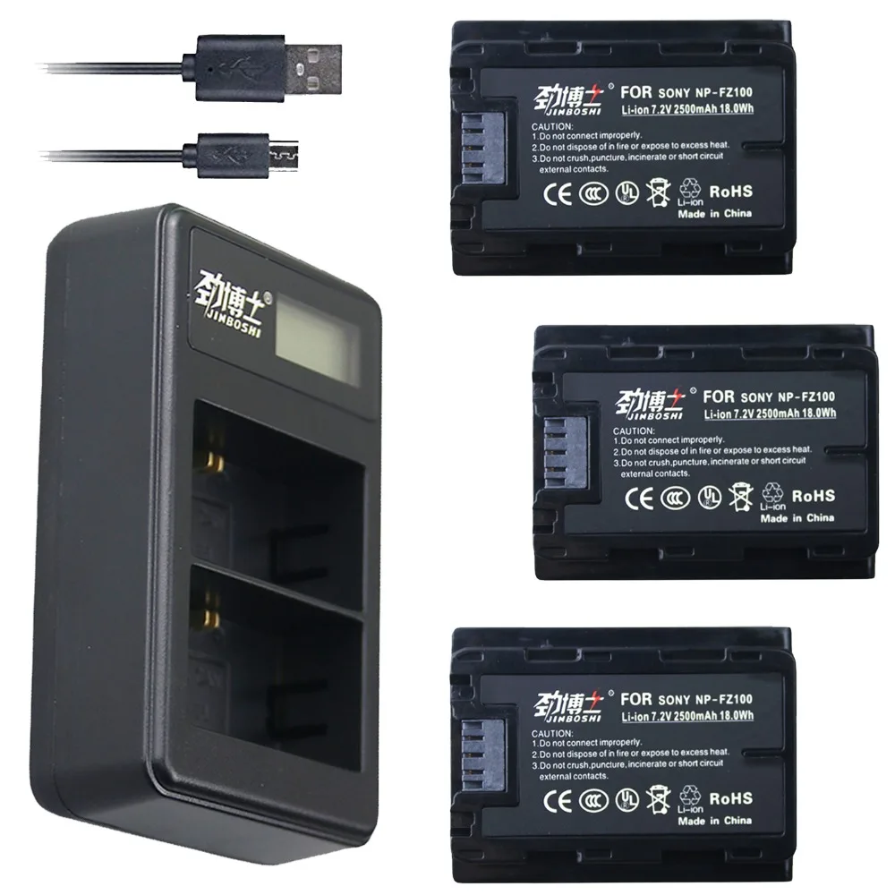 

Hot 3Pc 2500mAh NP-FZ100 NPFZ100 NP FZ100 Battery + Dual USB Charger for Sony NP-FZ100, BC-QZ1, Sony a9, a7R III, a7 III, ILCE-9