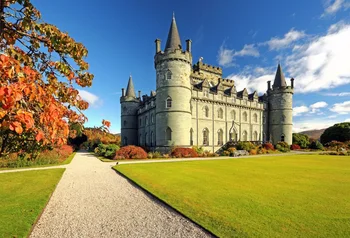 

Laeacco Castle Crossing Lawn Trees Portrait Scene Photographic Backgrounds Customized Photography Backdrops For Photo Studio