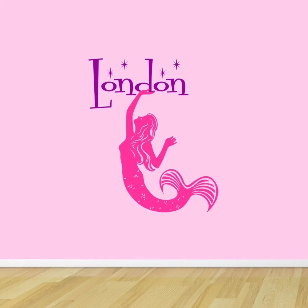 Personalized Mermaid Wall Decal Custom Name Wall Stickers For Kids