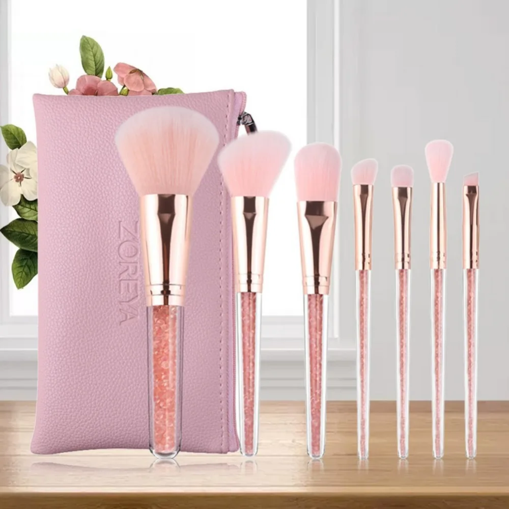 7Pcs Crystal Handle Makeup Set Brushes Powder Make Brush Foundation Cosmetic Kit|Аппликатор теней для век| |