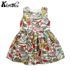 Kimocat/новое платье принцессы для девочек, модное платье с рисунком без рукавов с воланом