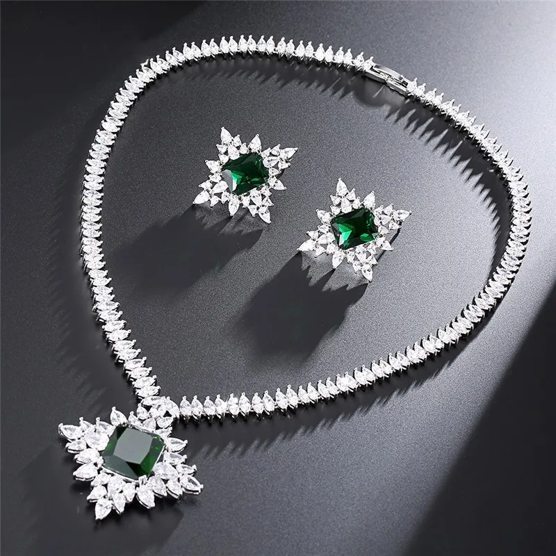 

Fashion Trend Necklace Earring Set European And American Fashion Atmosphere Set Wedding Bridal Party Jewelry Set