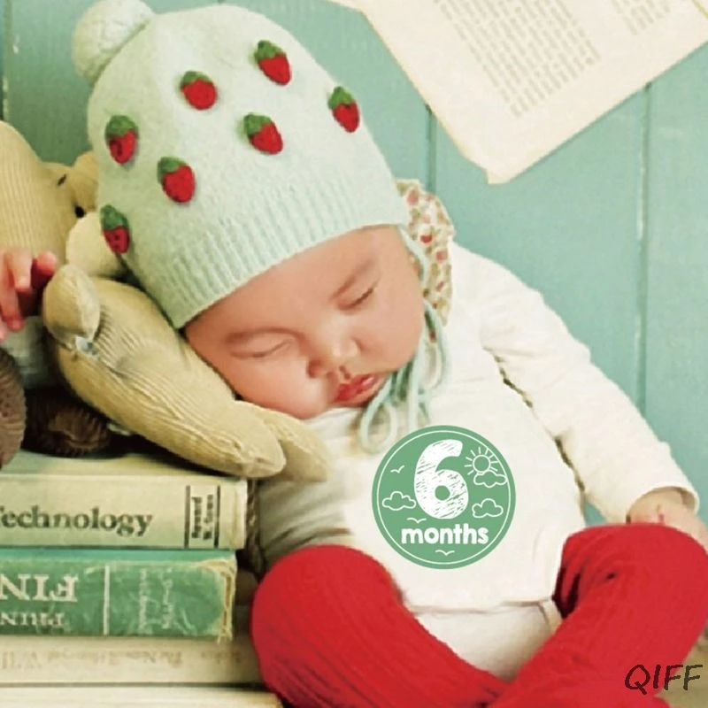 12 шт./компл. Детские месяц Стикеры Детская фотография Опора веху памяти на новорожденный малыш расходные материалы