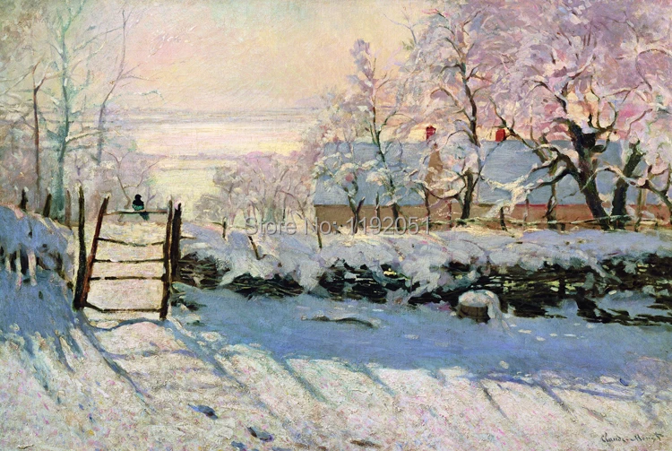 

Monet Water the magpie c.1869 Impression scenery painting Canvas art Wall Decorative Art home decor free shipping