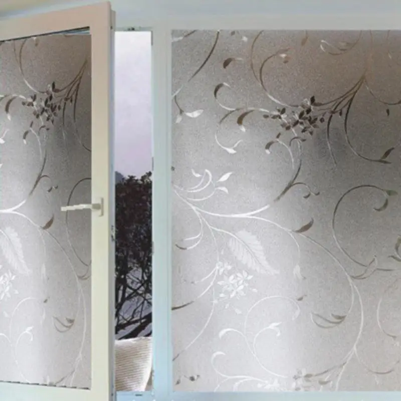 Elegant Flower Decorative Self Adhesive Static Privacy Glass Window