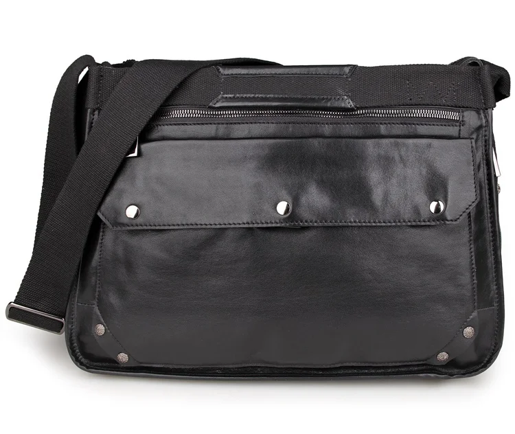 

J.M.D Genuine Cow Leather Black Color Fashion Casual Handbag Messenger Bag Practical Laptop Bag 7323A