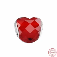 Новинка! Многогранные накладки на ногти оранжевый фианит форма Любовь бисер для женщин Изготовление ювелирных изделий DIY Fit PANDORA Подвески Серебро 925 P5049A