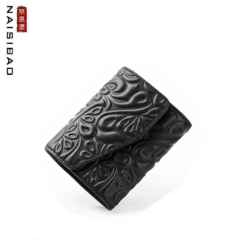 

NAISIBAO 2019 New women and men Genuine Leather bags fashion quality Embossing bag Multi-function sets of credit card bag