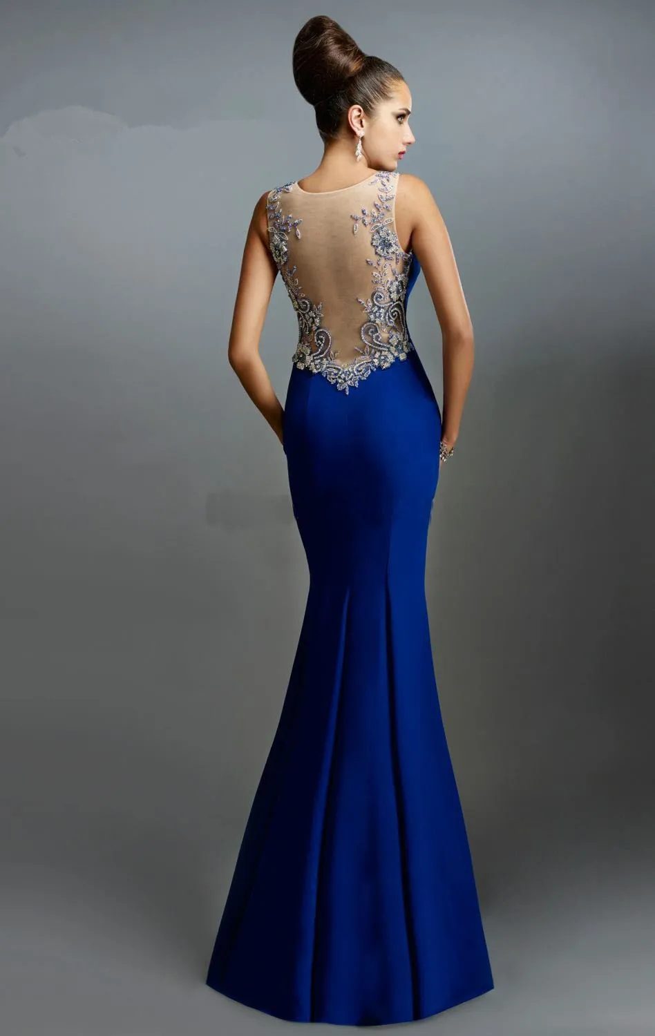 Royal Blue Mermaid Evening Dress 2017 Crew Beaded Pivot Backless Royal Blue Mermaid Evening Dress 2017 Crew Beaded Pivot Backless Wedding Party Guest Gown In Dresses From Weddings Events On