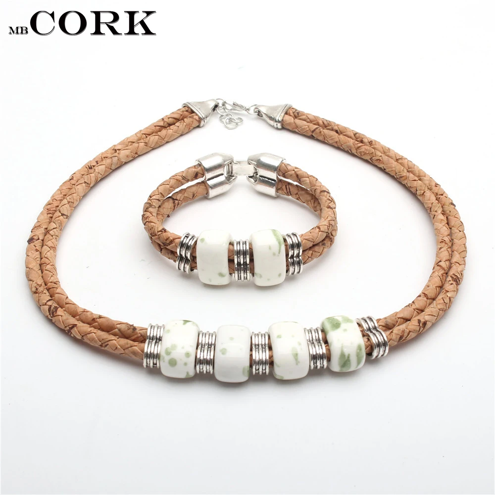 Buy Cork jewelry set from Portugal white