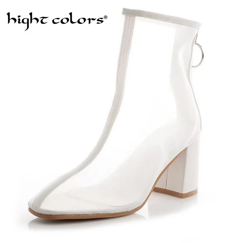 mesh heels square toe