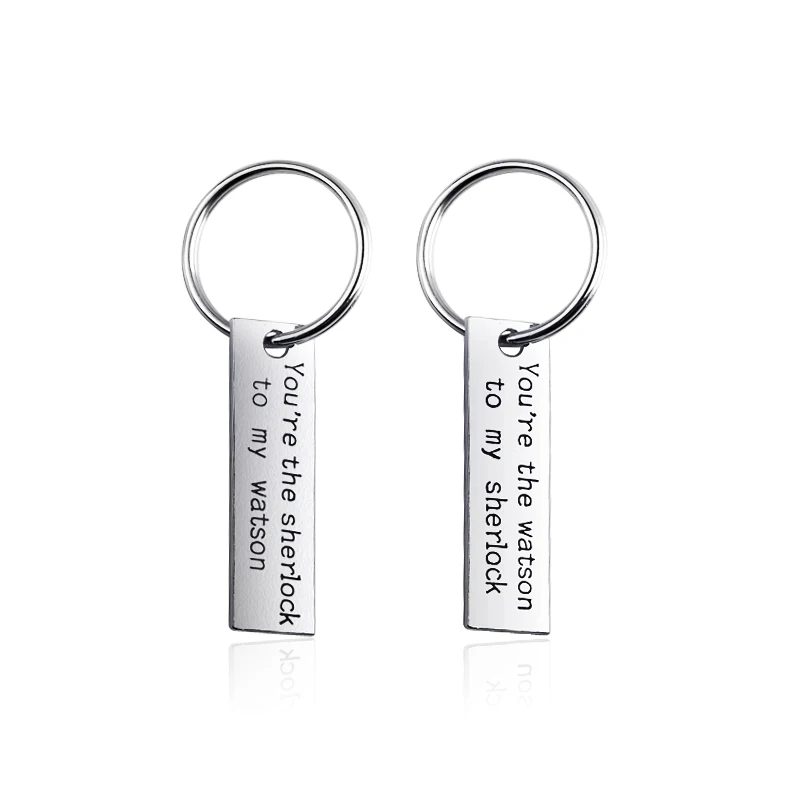 

Sherlock Holmes Keychains Classic Movie Keyrings Sherlock & Watson Jewelry Silver Rectangle Key Chain Car Key Holder for men