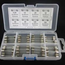 80 шт, 6x30 мм Быстрый Удар Стекло Ассорти предохранитель Amp 0.5A 1A 2A 3A 5A 8A 10A 15A AMP