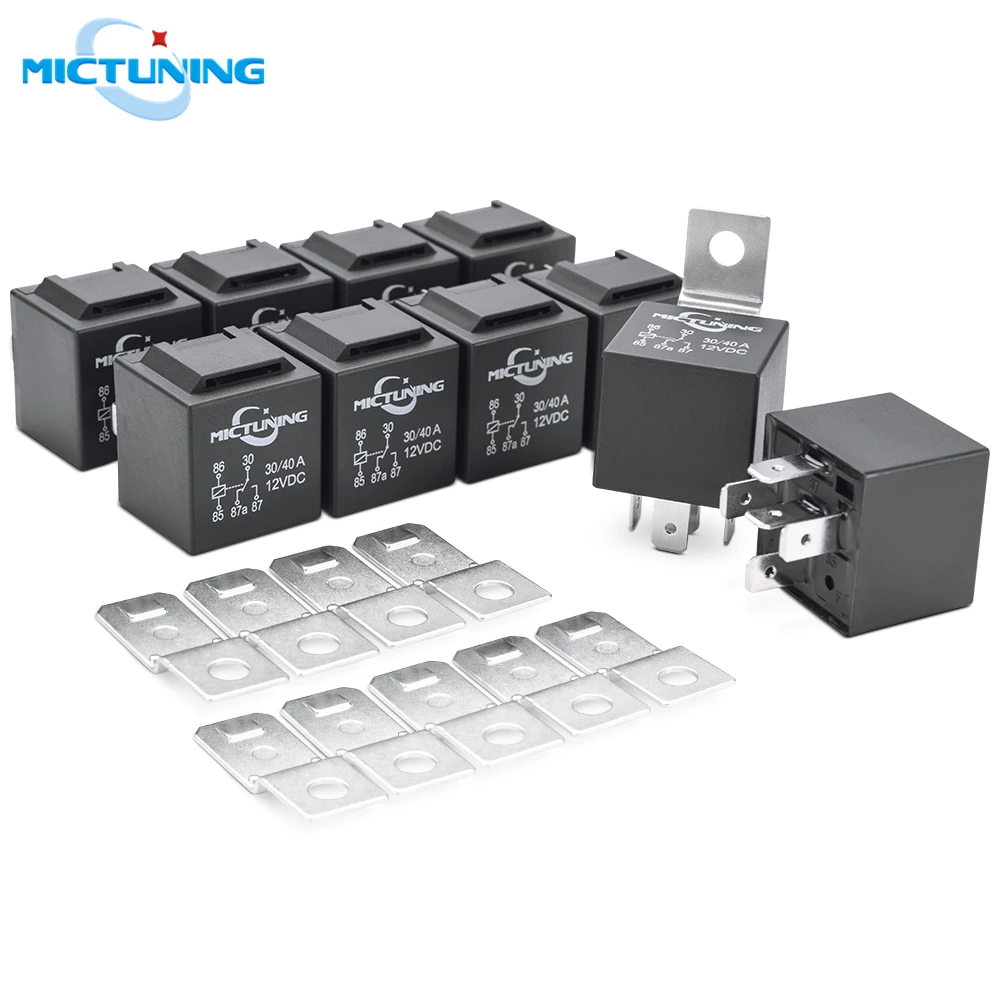 

MICTUNING 10pcs/set 5 pin SPDT Relay LED Light Bar Replacement Relays DC 12V 30/40 Amp Universal for Auto Car Truck Accessories