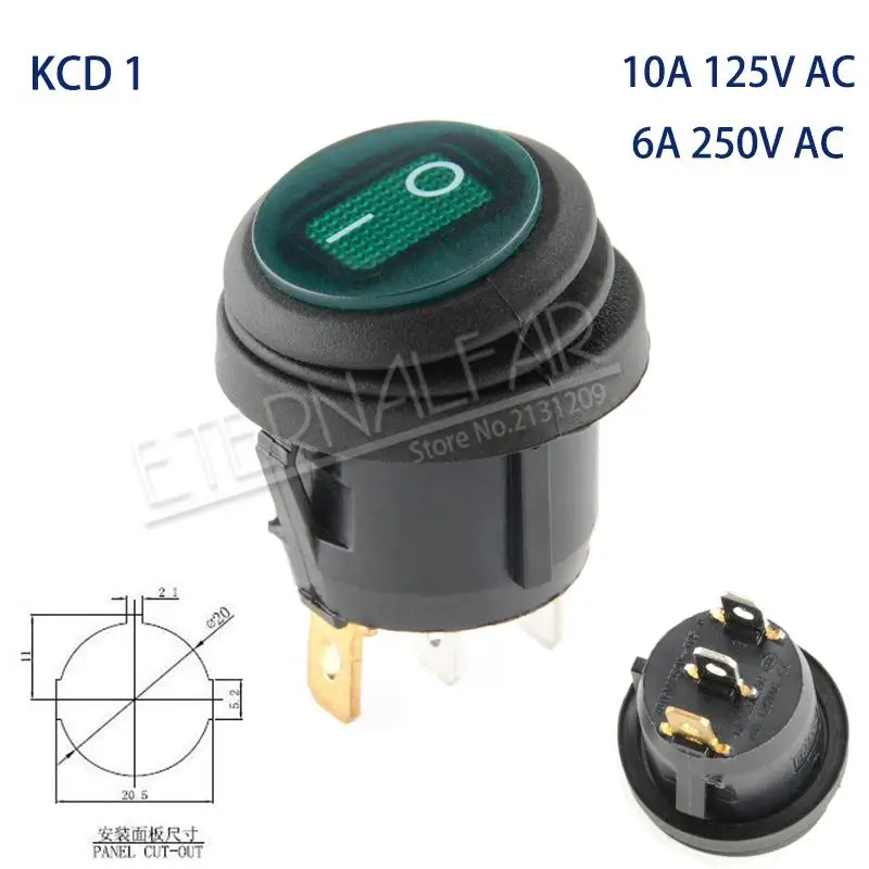 KCD1 KCD2 KCD4 KCD6 On Off 10A 16A 20A 125V 250V AC сверхмощный DPST герметичный водонепроницаемый авто лодка морской тумблер кулисный переключатель с - Цвет: KCD1-Green-3J2D