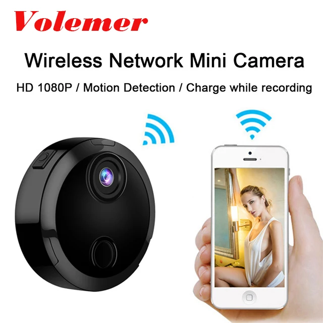 

Volemer Round Mini Camera Camcorder 1080P Wide Angle 150 Degree Invisible Video Recording Motion Detection Wireless Micro Cam