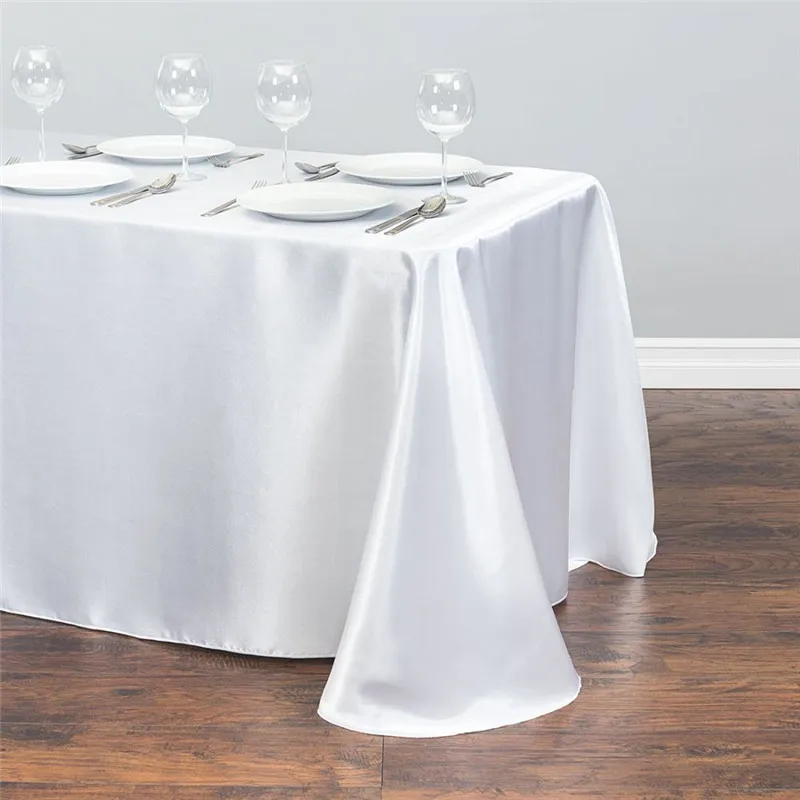 Свадебные Белый сатин Скатерти квадратная скатерть стол накладка для Свадебная вечеринка отель украшения ко дню рождения