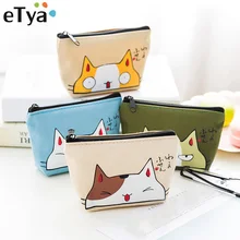ETya кошельки кошка монет Для женщин кошельки Маленький милый мультфильм животных держатель для карт Ключевые сумка Деньги сумки для девочек дамы кошелек дети детская