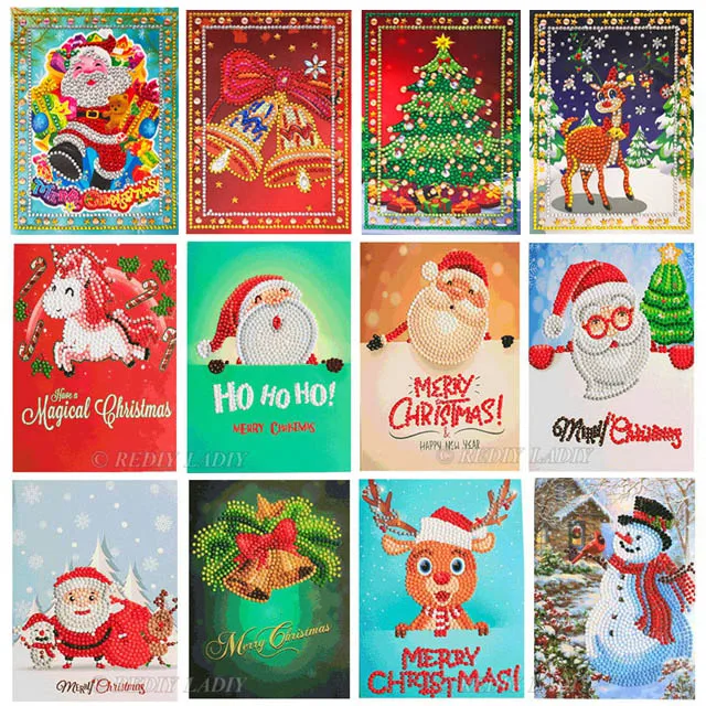 Специальная форма алмазная живопись поздравительная открытка мультфильм Санта Клаус рождественские подарки Рождественская Алмазная вышивка открытки - Цвет: E