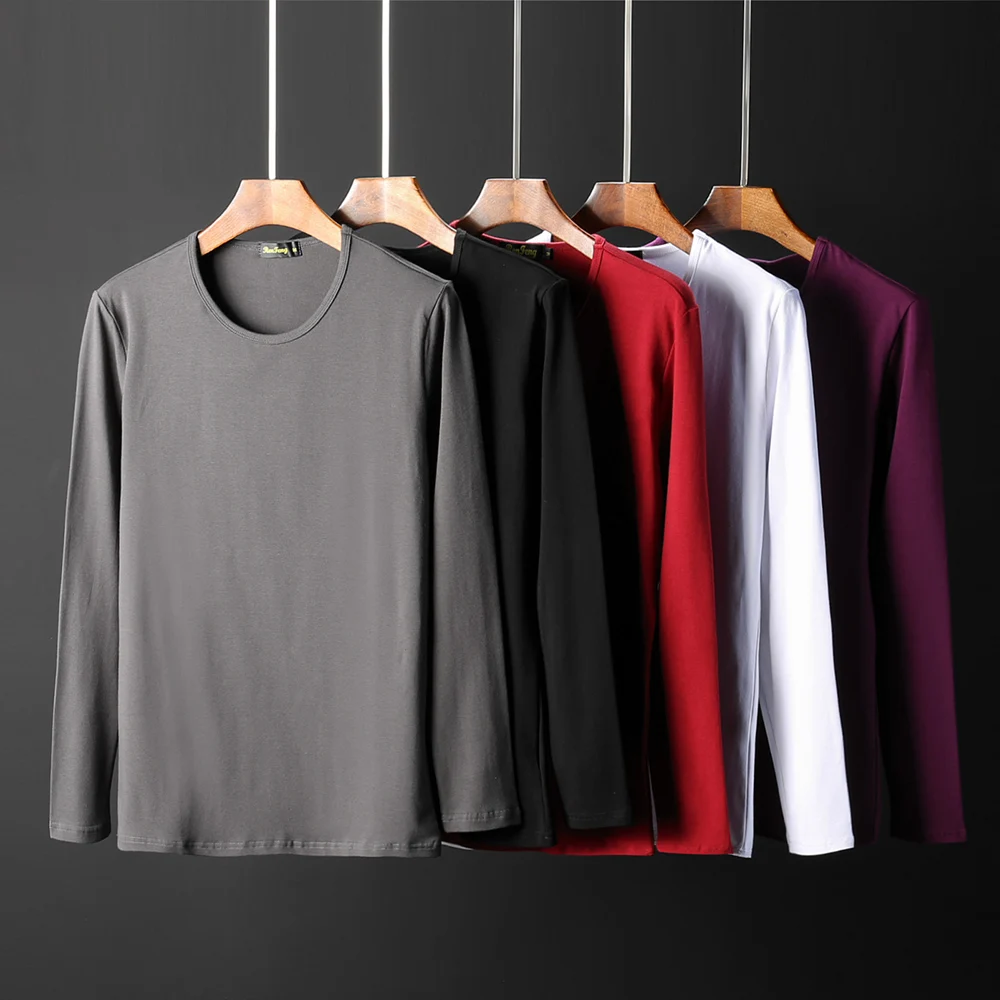 Pullover T Shirt Men Long Sleeve New Fashion 2018 Solid Spring Men's Brand Clothing Casual Slim V-neck Cotton T shirt Homme Tees (2)