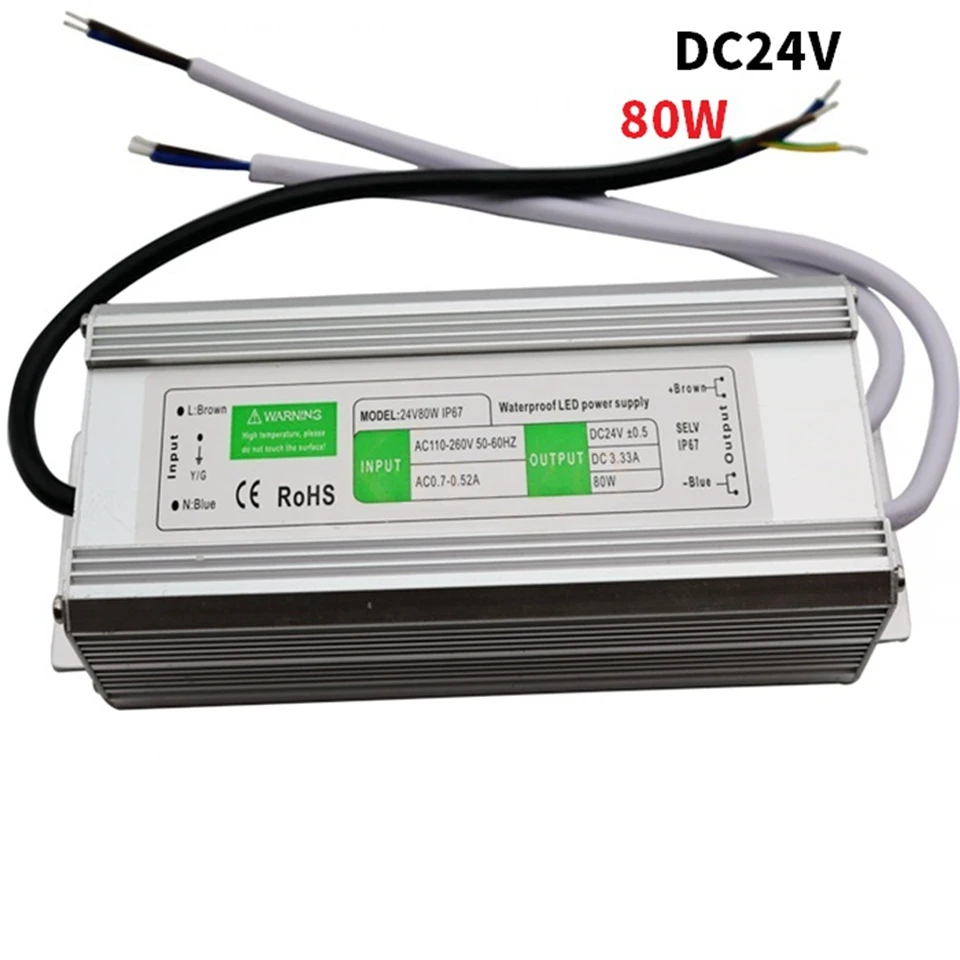 10 W-120 W 24V Питание адаптер AC110V 220V DC/DC 24V IP67 Водонепроницаемый Светодиодный драйвер освещение Трансформатор для светодиодный полосы света