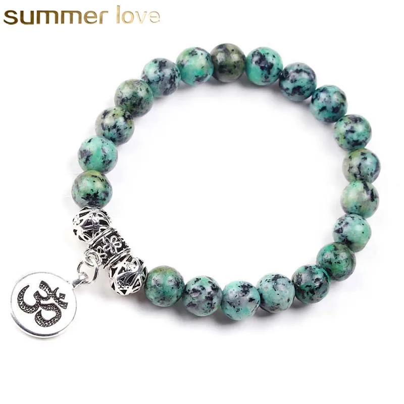 

Natural Stone Bead Bracelet Vintage Matte Frosted Stone Beads Strand Bracelets Bangle Yoga Charm For Women Men Handmade DIY Jew