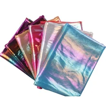 

New Arrival Laser Leather Fabrics Synthetic Shine Rainbow Gradient Color Shiny PU Leather DIY Sewing Clothing Crafts Fabric